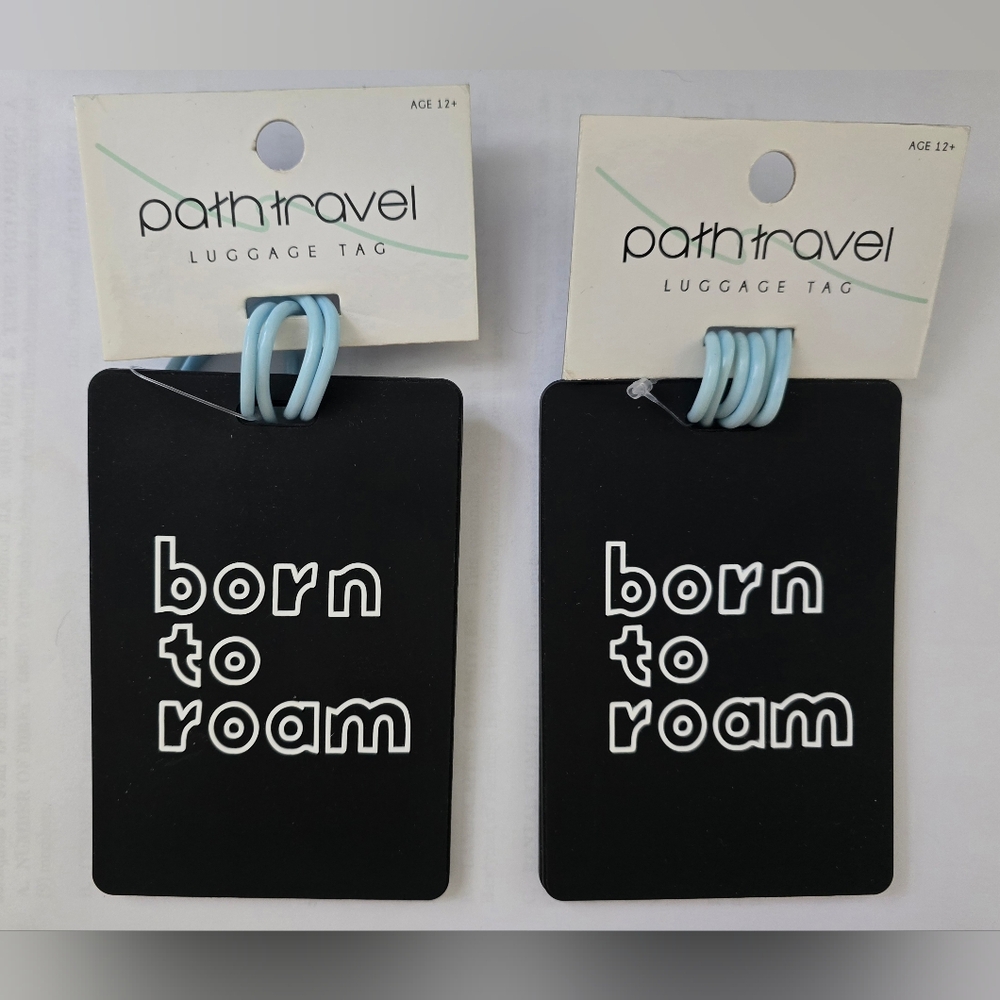 Set Of 2 Path Travel "Born To Roam" Luggage Tags - Each Measures 5" x 3.25"